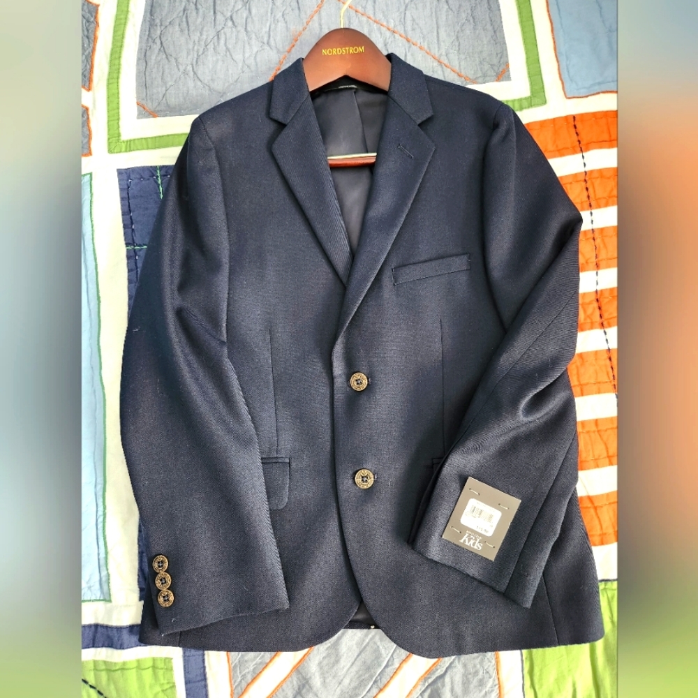 Nordstrom Navy Sport Coat 2 button Boys size 10